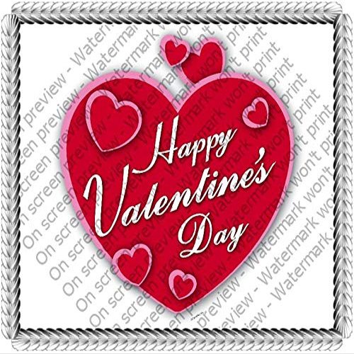 8" Round - Happy Valentine's Day Heart Birthday - D20572 - 2D Edible Cake/Cupcake Party Topper