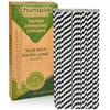 10.25" Long Disposable Paper Drinking Straws, 0.24" Diameter - Black/White Striped, Pack of 100 view 1