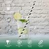 10.25" Long Disposable Paper Drinking Straws, 0.24" Diameter - Black/White Striped, Pack of 100 view 2