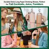 10.25" Long Disposable Paper Drinking Straws, 0.24" Diameter - Black/White Striped, Pack of 100 view 4