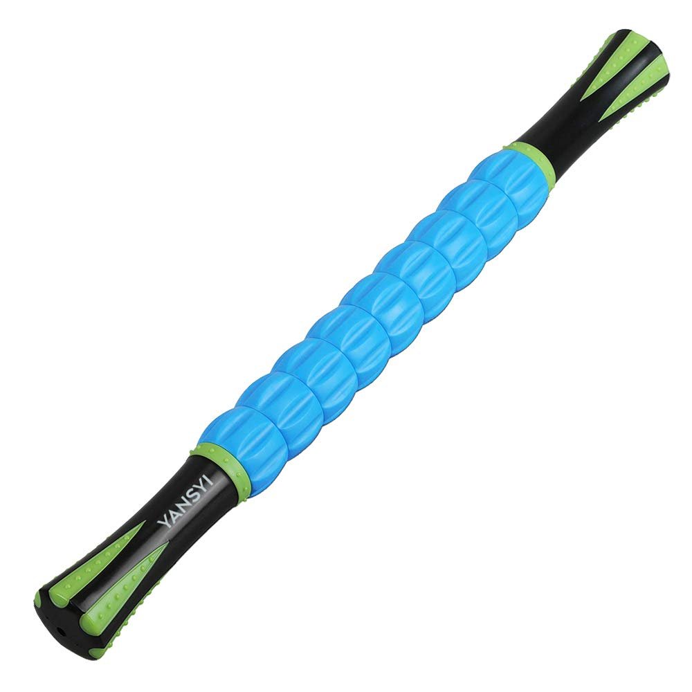 YANSYI 9-Roller Deep Tissue Massage Stick - Professional Muscle Recovery for Leg & Back Pain Relief, Portable Physical Therapy Tool for Athletes, (Blue 2)