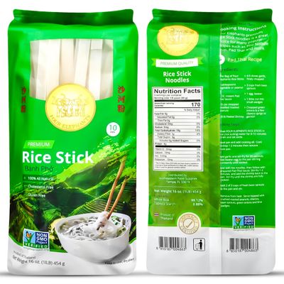 10MM Rice Stick Noodles (Authentic) | Pack of 3 (3LB) | 1LB 454g Per Pack | Use For Pad Thai & Pho | DIY Cooking Instructions Included | Four Elephants Brand