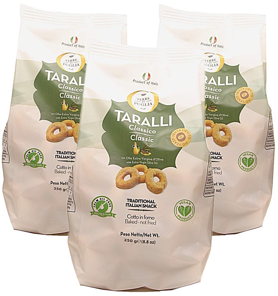 Terre Di Puglia, Taralli Classic, 8.8 oz (Pack of 3)