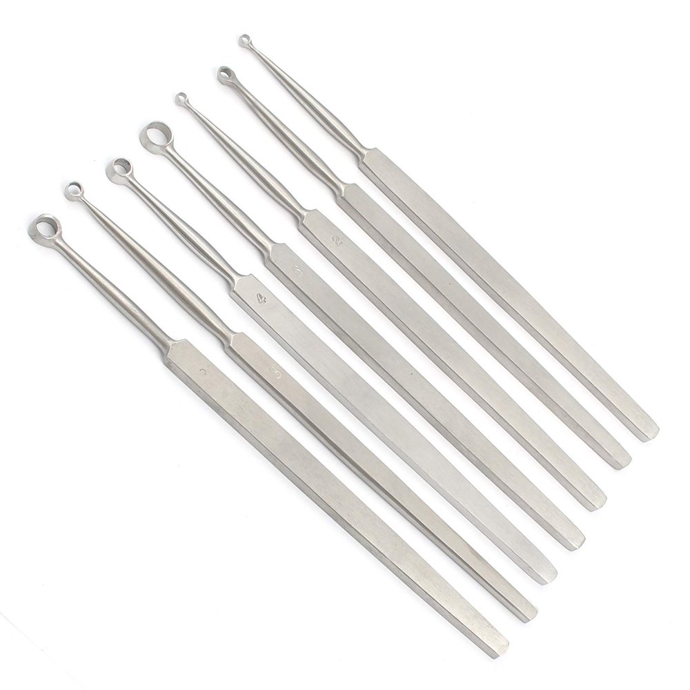 AAProTools Set of 7 Fox Dermal Curettes 1,2,3,4,5,6,7 MM"S Dermatology Instruments