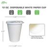 EcoQuality Durable Disposable Paper Cups & Flat Lids For Hot/Cold Drink, Coffee, Tea, Cocoa, Travel - Medium 12 Ounce Cups, 400 Count Cups & 400 Count Lids - White view 3
