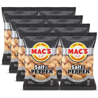 Mac's Salt & Pepper Pork Skins, 5 OZ (Pack of 8)