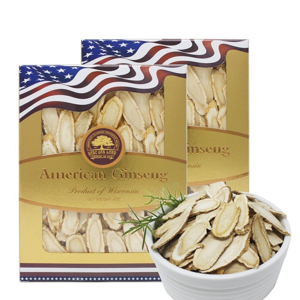 2 Boxes of American Ginseng Slices from Wisconsin,American Wisconsin Ginseng Slices Root for Tea, Energy for Men Women Mental Health Boosts Immunity, Gluten Free, Long Strip 2Boxes of 4oz, 8oz