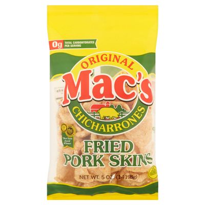 Macs Original Pork Skins - Low Carb, Keto Friendly Snack - Crunchy Chicharrones / Pork Rinds (5oz bags, 8ct)