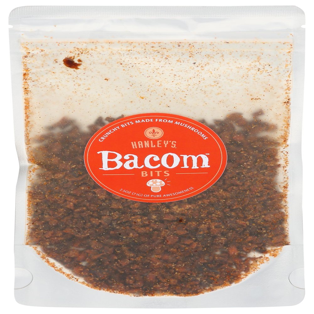 Hanley's Bacom bits: Meat-less bacon bits, vegan bacon bits, shroom-based