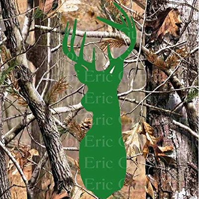 1/2 Sheet - Green Deer Head Camo Birthday - D22161 - 2D Edible Cake/Cupcake Party Topper - D22161