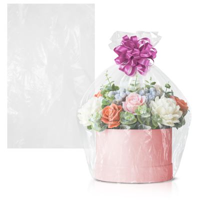APQ Supply Clear Gusseted Poly Bags, 12 x 8 x 24 Inches. Pack of 500 Side Gusseted Plastic Bags with Open Top. Crystal Clear Baggies for Treats. Tear-Resistant 2 Mil Polyethylene Flat Bottom Bag