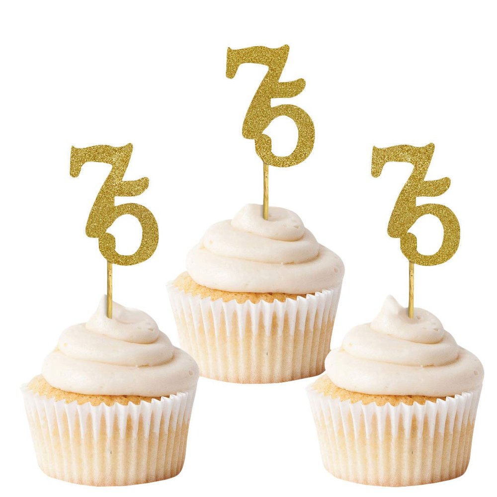 Darling Souvenir, Glitter Custom Day Number Cupcake Toppers, Birthday/Retirement Party Dessert Decorations - Pack of 40