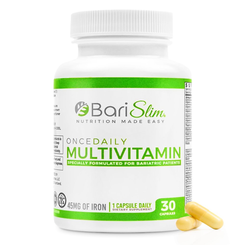 BariSlim Once Daily Bariatric Multivitamin Capsule - 45mg of Iron - Bariatric Vitamin & Supplement for Post Bariatric Surgery Including Gastric Bypass & Gastric Sleeve | 30-Day Supply