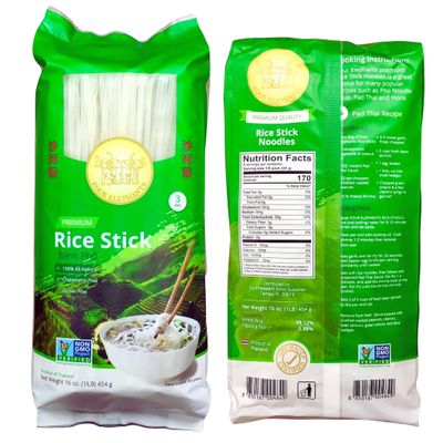3MM Rice Stick Noodles (Authentic) | Pack of 3 | 1LB 454g Per Pack | Use For Pad Thai & Pho | DIY Cooking Instructions Included | Four Elephants Brand