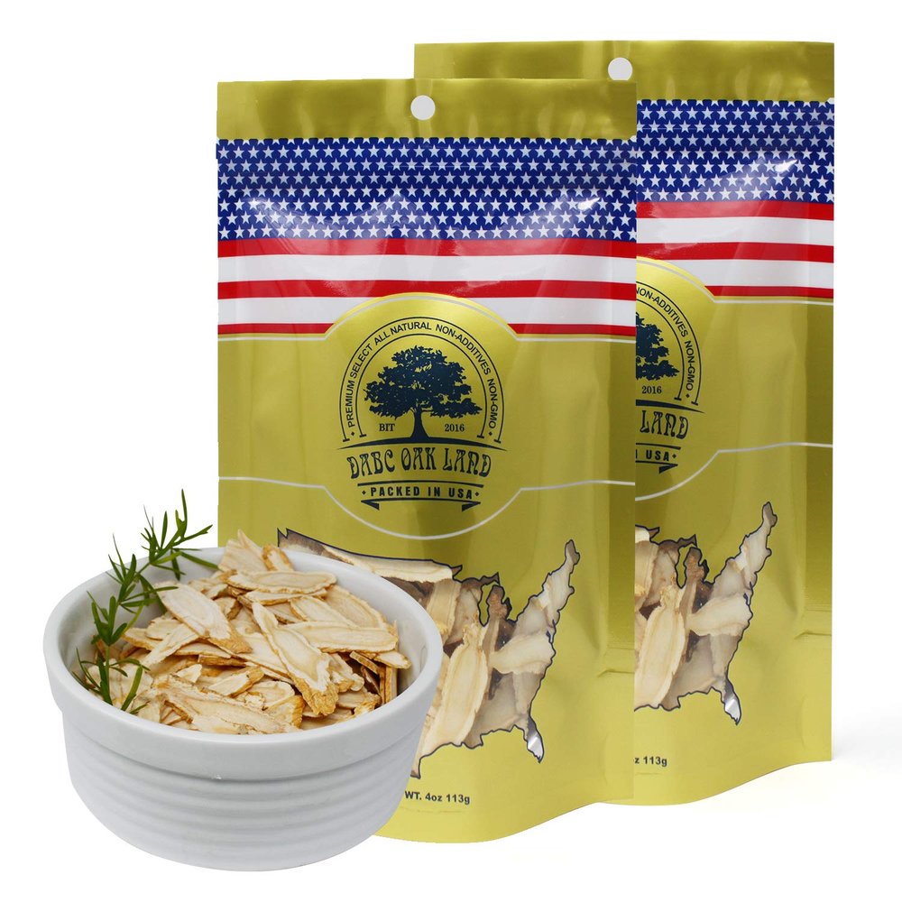 2 Bags American Ginseng Slices from Wisconsin, DOL American Wisconsin Ginseng Slices Root for Tea, Energy for Men Women Health Boosts Immunity, Gluten Free, / Long Strip 2 Bags of 4OZ, 8OZ