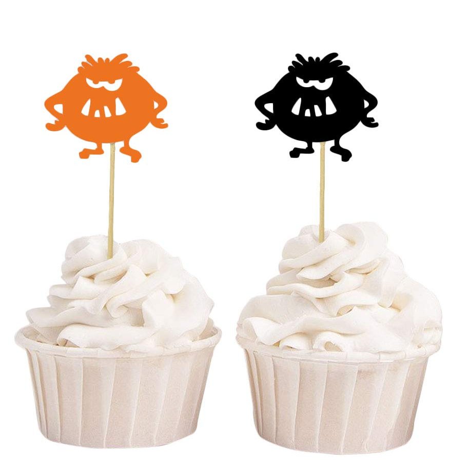 Darling Souvenir, Halloween Monster Cupcake Toppers, Birthday Party Dessert Decorations - Pack of 40