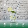 10 Inch Long Disposable Drinking Straws Paper - Navy Blue Striped, 100 Counts - 100% Biodegradable view 2