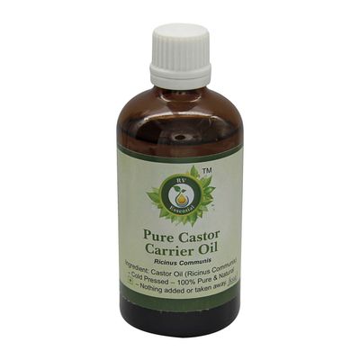 R V Essential Castor Oil | Ricinus Communis | Cold Pressed Castor Oil | for Hair, Nails, Face, Skin, Eyelashes, Eyebrows, Scalp, Body Massage | 100% Pure Natural | Cold Pressed | 10ml | 0.338oz