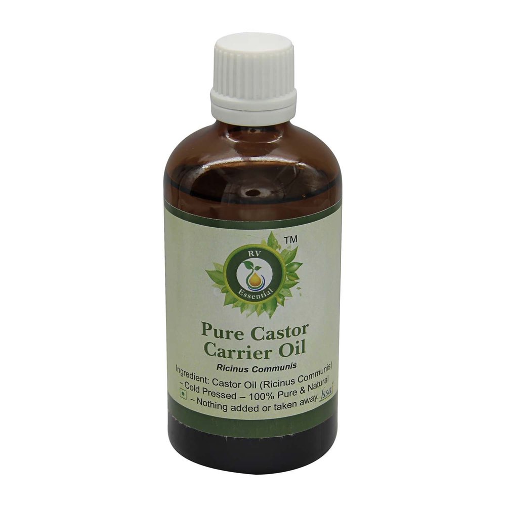 R V Essential Castor Oil | Ricinus Communis | Cold Pressed Castor Oil | for Hair, Nails, Face, Skin, Eyelashes, Eyebrows, Scalp, Body Massage | 100% Pure Natural | Cold Pressed | 10ml | 0.338oz