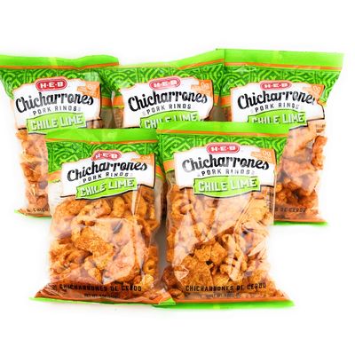 HEB Chicharrones Pork Rinds CHILE LIME Flavor (Pack of 5) | Keto Snacks, Low Carb, High Protein, Gluten Free | Large 5oz Bags
