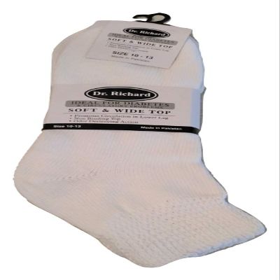 6 pair Extra Wide White Diabetic Socks 10-13 Loose fit Non Binding Dr. Robert