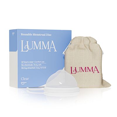 LUMMA Menstrual Disc | Includes Carrying Pouch and Silicone String for Easy Removal | Comfortable & Sustainable Choice to Tampons | Reusable Medical Grade Silicone,Leak-Proof |Transparent,Short-Cervix