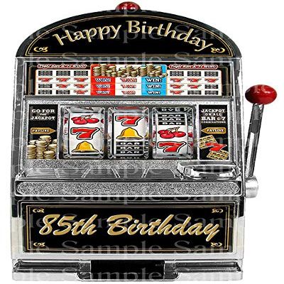 1/4 Sheet - 85th Birthday Casino Slot Machine - D24373 - 2D Edible Cake/Cupcake Party Topper - D24373