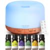 ASAKUKI Oil Diffuser with Essential Oils Set, 500ml Aromatherapy Humidifier with 14 LED Colors & Auto Shut-Off - 6 Oil Gift Pack(Lavender Eucalyptus Tea Tree Orange Peppermint Lemongrass) view 1