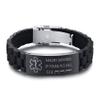 XUANPAI Personalized Engraving Silicone Adjustable Medical Bracelets Sport Emergency ID Bracelets for Men Women view 1