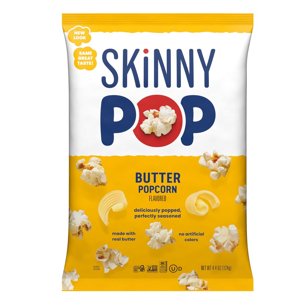SkinnyPop Popcorn, Butter, Made with Real Butter, Whole Grain Snack, 4.4oz Bag
