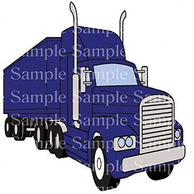 1/2 Sheet - Blue Semi Trucker Birthday - D24398-2D Edible Cake/Cupcake Party Topper - D24398