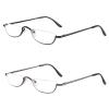 KoKoBin Half Reading Glasses - 2 Pairs Half Rim Metal Frame Glasses Spring Hinge Readers for Men and Women, Black+Gunmetal 2.00 view 1