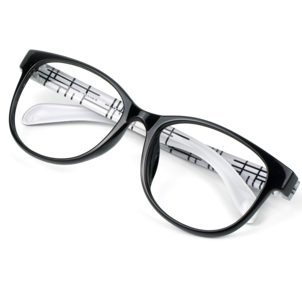 VisionGlobal Blue Light Blocking Glasses for Women/Men, Anti Eyestrain, Computer Reading, TV Glasses, Stylish Square Frame, Anti Glare (Black, +0.50 Magnification)