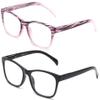 2 Pack Fashion Reading Glasses for Women Spring Temple with Carrying Pouches view 2