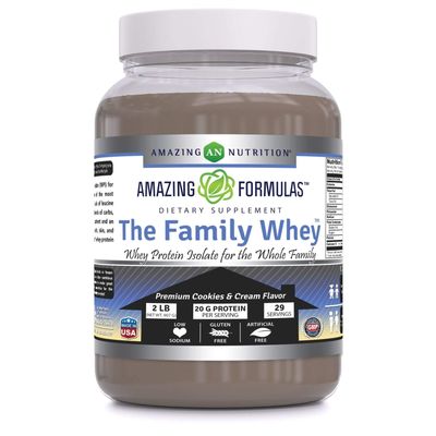 Amazing Formulas The Family Whey Protein (Isolate) Powder for The Whole Family - 2 lbs - Most Complete & Purest Form of Protein - Gluten Free (Cookie & Cream)