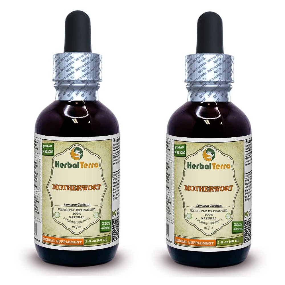 Motherwort (Leonurus Cardiaca) Tincture, Organic Dried Herb Liquid Extract (Brand Name: HerbalTerra, Proudly Made in USA) 2x2 fl.oz (2x60 ml)