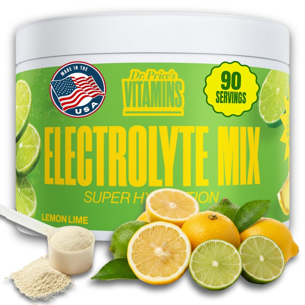 Dr. Prices Electrolytes Powder Bulk  Lemon Lime, 90 Servings | Sugar Free Hydration Drink Mix with 72+ Trace Minerals, Manganese | Keto Electrolytes | Vegan, Doctor-Formulated, Made in USA