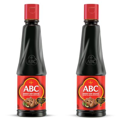 ABC Sweet Soy, Black Dark Marinade, 20.3 Oz (Pack of 2), Savory Sauce, Dip, Stir-fry, Glaze, Vegan, No MSG, Plant-based, Halal, Umami Flavor, Indonesian Kecap Manis Made with Coconut Sugar