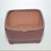 Bonsai Ceramic Pot 8", Burgundy Color, Glazed with draining Holes. view 1