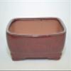 Bonsai Ceramic Pot 8", Burgundy Color, Glazed with draining Holes. view 2