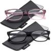 2 Pack Fashion Reading Glasses for Women Spring Temple with Carrying Pouches view 1