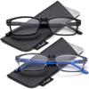 2 Pack Slim Reading Glasses Light Weight Simple Rectangular Shape Fashionable Colors with Carrying Pouch view 1