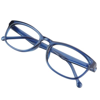 VisionGlobal Blue Light Blocking Glasses for Women/Men, Anti Eyestrain, Computer Reading, TV Glasses, Stylish Square Frame, Anti Glare (Blue, + 1.00 Magnification)