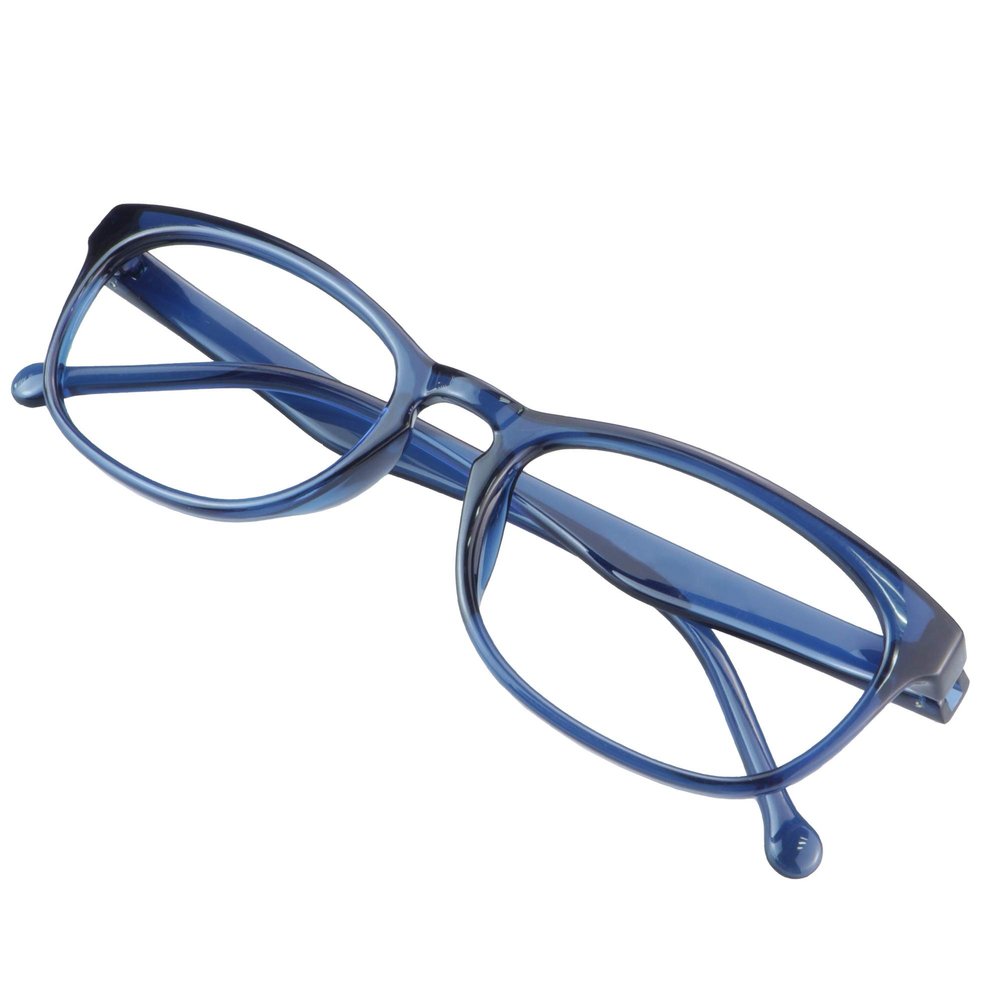 VisionGlobal Blue Light Blocking Glasses for Women/Men, Anti Eyestrain, Computer Reading, TV Glasses, Stylish Square Frame, Anti Glare (Blue, + 1.00 Magnification)
