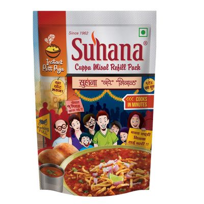 Suhana Cuppa Misal Refill Pouch Ready to Eat Instant Breakfast - Pack of 6