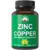 Zinc with Copper + Whole Food Blend of 25 Vegetables and Fruits for Max Absorption. Immune Support Supplement Capsules. Two Essential Minerals for Immunity. Zinc Vitamin Pills for Men and Women. view 1
