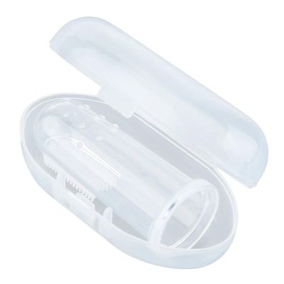 AKOAK 1 Pack Useful Baby Finger Toothbrush Soft Silicone Training Toothbrush with Storage Box, Baby Teeth Cleaning Massage Oral Care (White)