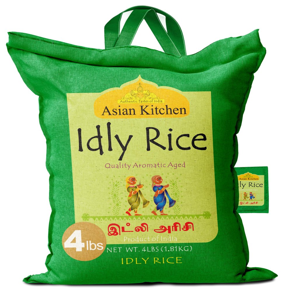 Asian Kitchen Idly (Idli) Rice 4-Pound Bag, 4lbs (1.81kg) Short Grain Rice ~ All Natural | Vegan | Indian Origin | Export Quality