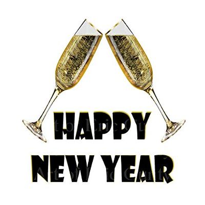 1/2 Sheet - Happy New Year - D22818 - 2D Edible Cake/Cupcake Party Topper - D22818