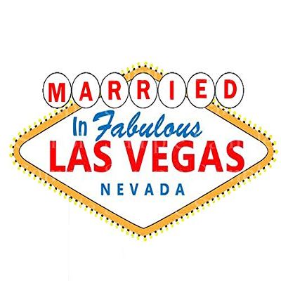1/2 Sheet - Married in Las Vegas Casino Birthday - D24366 - 2D Edible Cake/Cupcake Party Topper - D24366